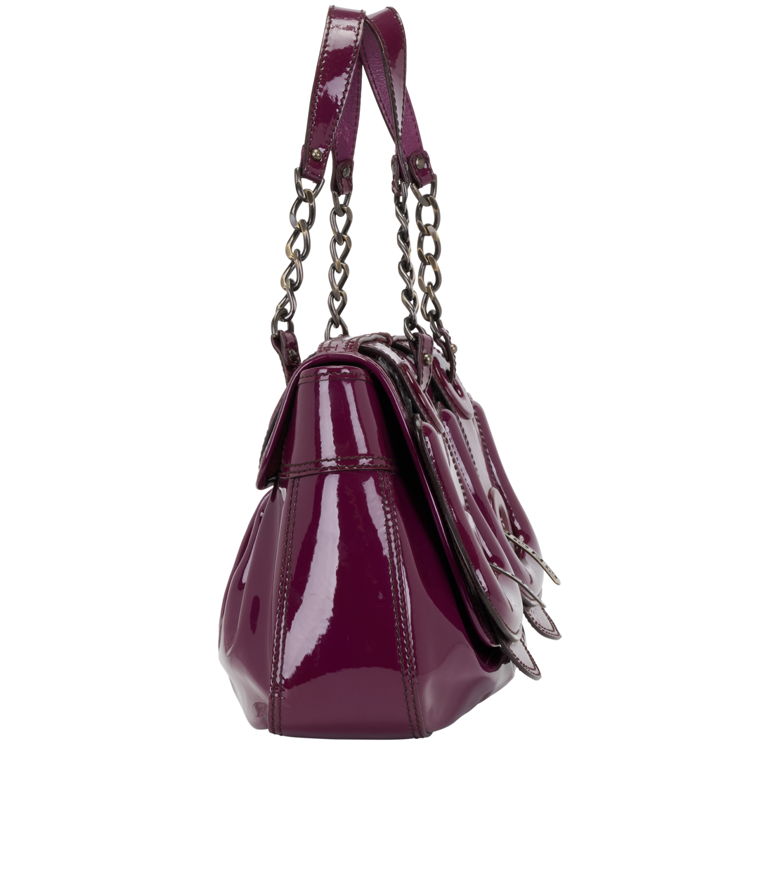 B Bag, &pound;450, Handbags, Purple, Patent Leather, Side view